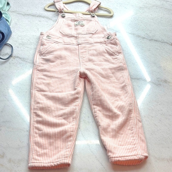 Striped Pink Kids Overalls - Picture 1 of 7